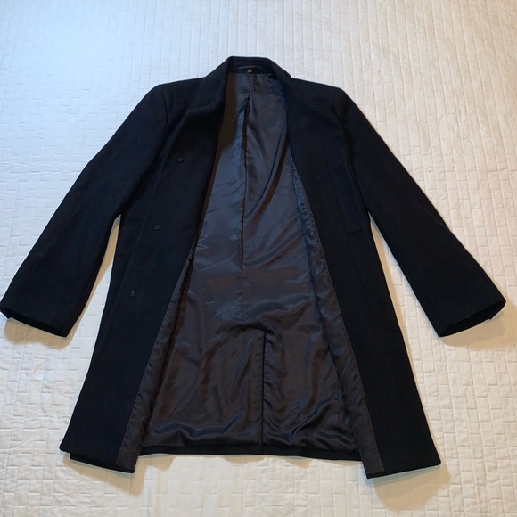 Hart Schaffner Marx Male Pilot Wool Blend Trenchcoat Overcoat, Black, Size 42L - Picture 7 of 16